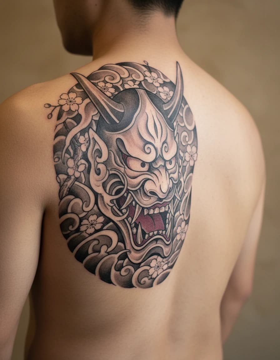 Tatouage de masque oni